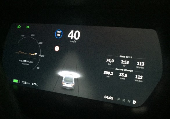 Tesla проехала более 900 км на одной зарядке