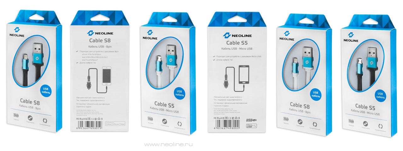 NEOLINE представляет USB-кабели Cable S5 и Cable S8