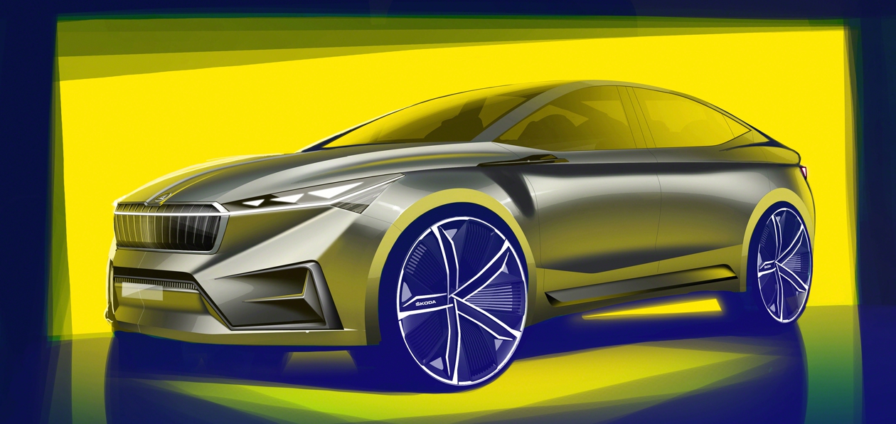 Skoda показала первые изображения электрического кроссовера Vision iV