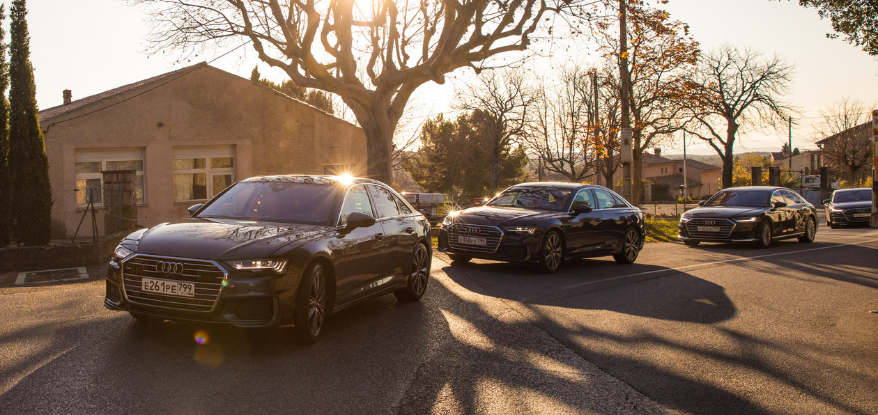 Тест-драйв Audi A6 45 TFSI и Audi A8 60 TFSI: установка на победу