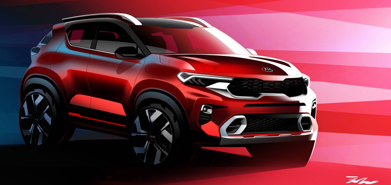 Kia Sonet: новые скетчи и дизайн интерьера