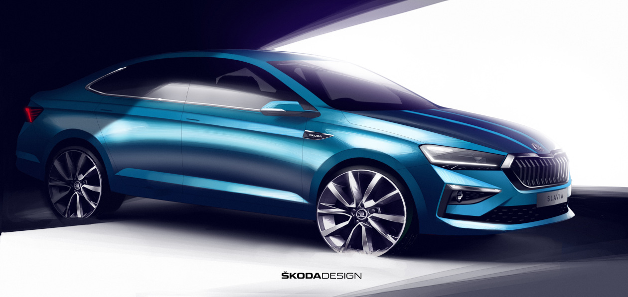 Skoda показала первые изображения компактного седана Slavia